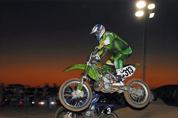 Jumping into the lead at a local night race.